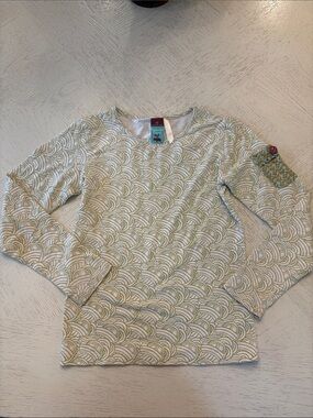 Matilda Jane Tea Cream & Light Green Wave-Print Long Sleeve Shirt